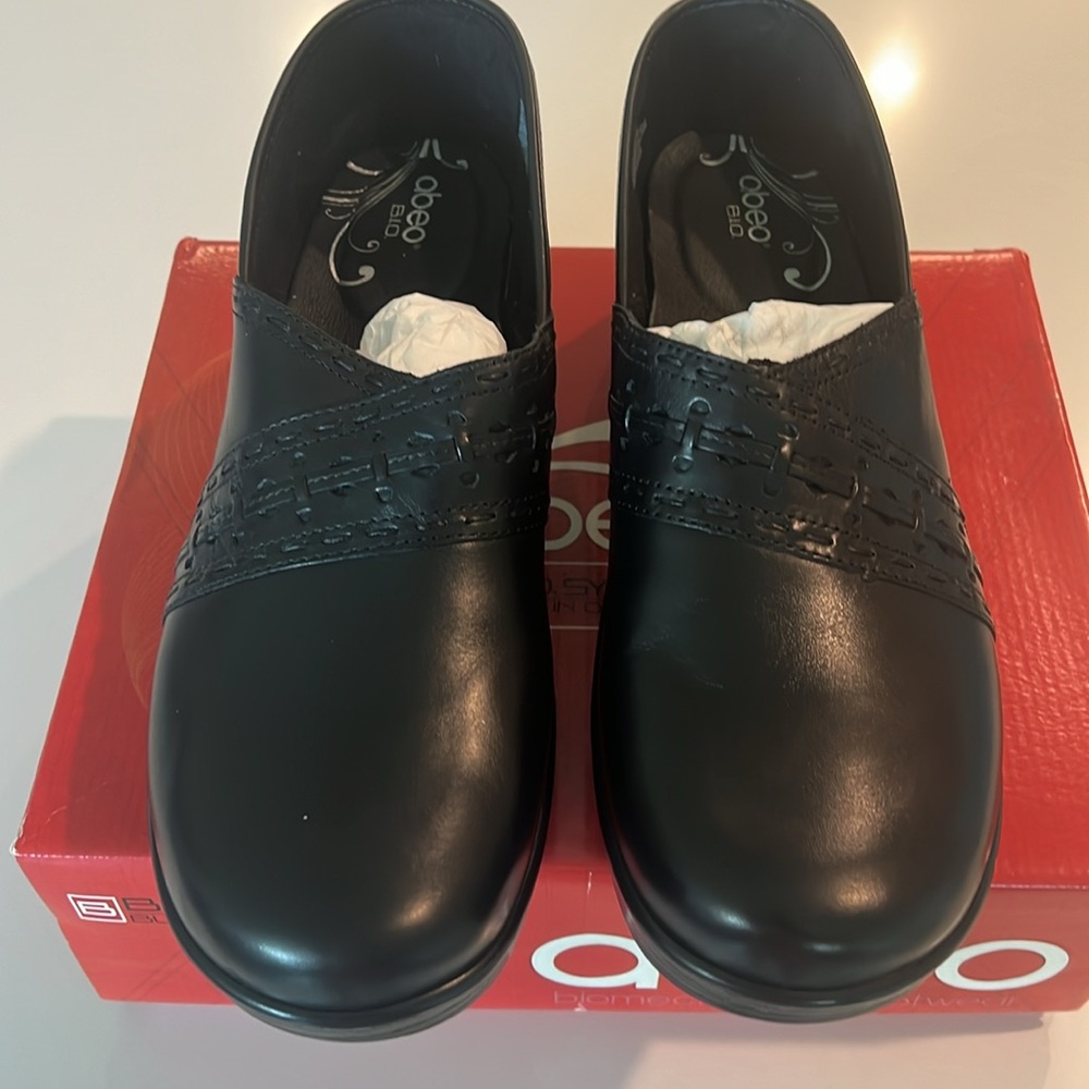 Abeo BIO System Black Leather Femi Clog Size 11 - Picture 3 of 8